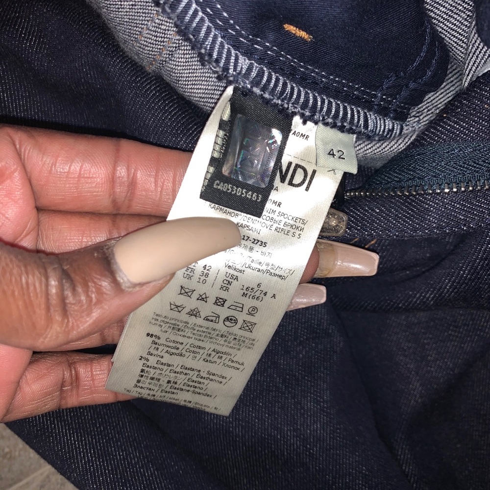 Fendi logo dark indigo jeans with brown stitching - Picture 7 of 12
